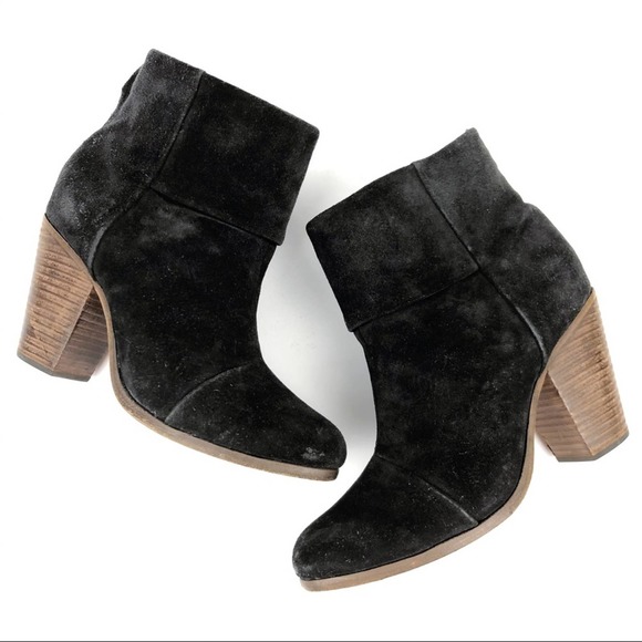 RAG & BONE Shoes Womens 38.5 Black Ashby Suede Leather Ankle bootie Boot 8.5 - Picture 2 of 10